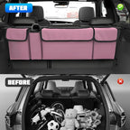 Car Trunk Organizer with Lid, Large Waterproof Vehicle Backseat Hanging Storage Bag with 4 Pockets & Adjustable Straps, Colla