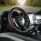 GIANT PANDA Steering Wheel Cover for Ford F150 F250 F350 Expedition - Black+Red Trim