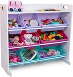 Humble Crew Toy Storage Organizer with 9 Removable Storage Bins for Kids Playroom, 3-Tier with Top Shelf Toddler Toy Organiza