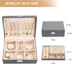 Jewelry Box for Women Girls 2 Layer Leather Travel Jewelry Organizer Storage Case with Lock and Removable Tray for Necklace E