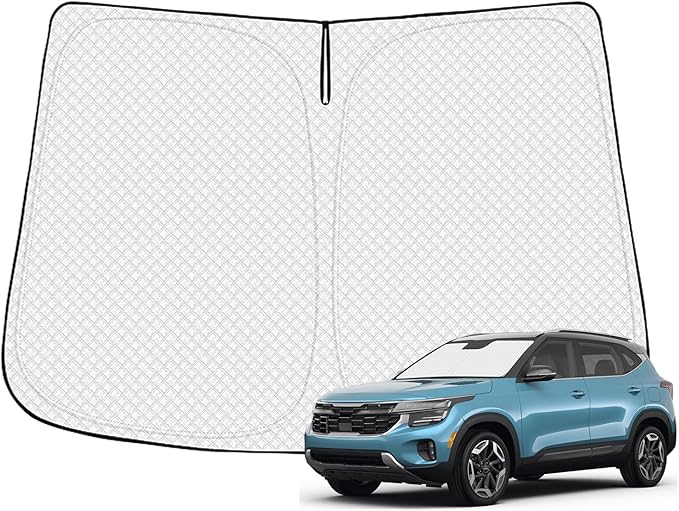 Windshield Sun Shade for 2021-2025 2026 Kia Seltos Accessories Thicken 6-Layer Front Window Sunshade Cover Sun Visor Protector Foldable Block UV Rays Keep Vehicle Cool