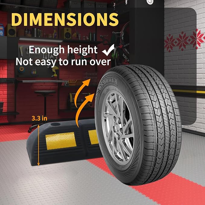 Parking Stopper for Garage Parking Aid 2 Pack Block, Car Truck Curb Floor Parking Lot Wheel Tire Stops Bumpers with Bolt Installation, Rubber Vehicles Aid Gadgets