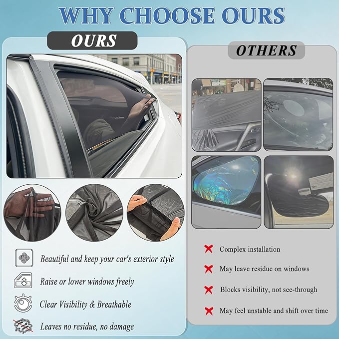 Car Window Shades,2 Pack Car Side Window Sunshade,Breathable & Retractable Car Window Shade for Baby,Universal Fit Most of Cars,Glare Shield,Protect Privacy(Front Windows)