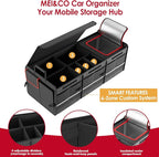 MEI&CO Car Trunk Organizer - 2.5mm PP Board Built, 35L Leakproof Cooler, 105L Capacity, 2 Tie-Down Straps, 4 Adjustable Divide