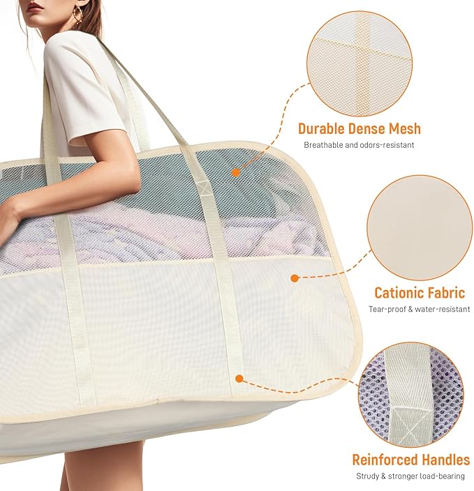 Collapsible Laundry Baskets with Easy Carry Handles, 95L Clothes Hamper for Storage, Foldable Laundry Basket Tear-proof, Larg