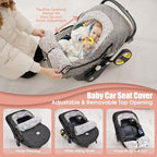 ACRABROS Car Seat Cover Baby: Winter Infant Carseat Canopy for Boy Girl Newborn, Zipper Peeping Window, Warm Cozy Cold Weathe