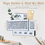 Crushed Diamond Key and Mail Holder for Wall, Crystal Mail Organizer Wall Mount, Mirror Mail and Key Holder Wall Mount for En
