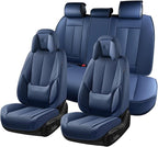 Coverado Seat Covers Full Set, 5 Seats Seat Covers for Cars, Waterproof Nappa Leather Car Seat Covers with Head Pillow, Seat 