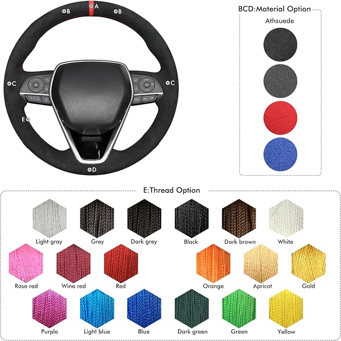 MEWANT Hand Sewn Steering Wheel Cover for Toyota Camry 2018-2019/Toyota Avalon 2019/Toyota Corolla 2019-2020/Toyota RAV4 2019 Steering Wheel Accessories