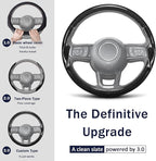 3-Piece Carbon Fiber Steering Wheel Cover, Custom Fit for Jeep Wrangler 2018-2026 Gladiator 2020-2026,Quick Install Ultra-Thin & Non-Slip,Interior Car Accessories for Men Women(Gloss Black)
