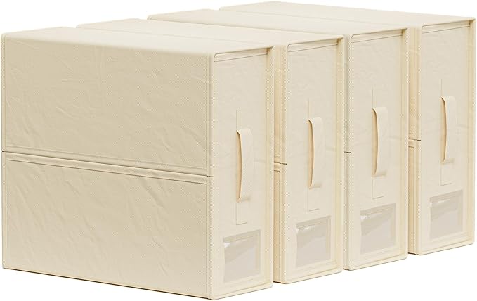 SheetCube Bed Sheet Organizers and Storage 4 Pack, Foldable Linen Closet Organizer with Window and Label, Bedding Folder Stor