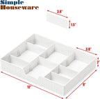 Simple Houseware Drawer Organizer Tray with 9 Adjustable Compartments, White