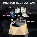 Car Trash Can with Lid, Mini Car Trash Cup with 30 Additional Trash Bags, Car Accessories for Interior, Leakproof Vehicle Garbage Bin for Car, Home, Office - 2 Packs, Gold