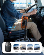 Lamicall Car Cup Tablet Holder - [15" Height Adjustable][ Fast Setup] Cup Holder Phone Holders, Multi Angle Car Mounts as Gifts for 5.2-13" iPad Pro 2025, Air, Mini, iPhone 17e, Car Accessories