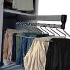 Pull Out Clothes Hanger Rail Rack - With 2 Sliding Rails Adjustable Extendable Clothes Rail, Extendable Pull Out Closet Rod, 