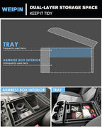 for Center Console Armrest Organizer Tray ABS Materials Compatible with 2007–2013 Chevrolet Silverado/Sierra/Yukon&Yukon XL/Tahoe/Suburban/Avalanche–Jump Seats