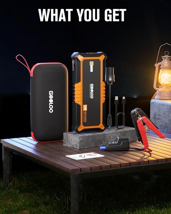 GOOLOO 4000A Peak Car Jump Starter 12V Auto Battery Booster SuperSafe Lithium Jump Box for All Gas, Up to 10.0L Diesel