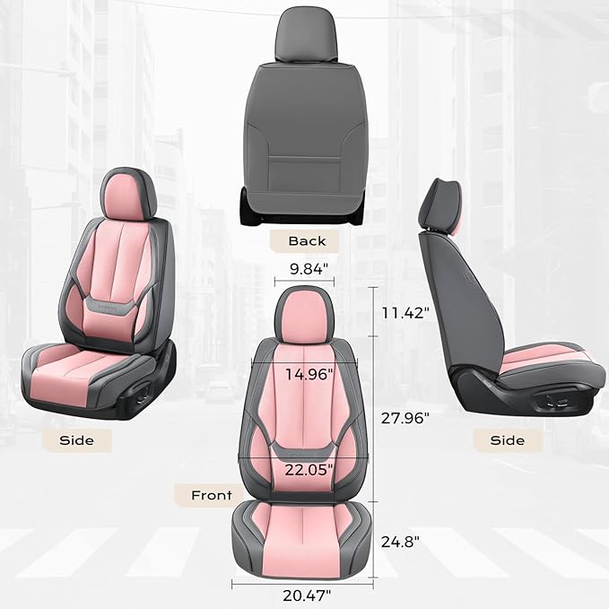 Coverado Seat Covers, Car Seat Covers Front Seats, Leather Seat Covers for Cars, Car Seat Protector Waterproof, Gray Car Seat