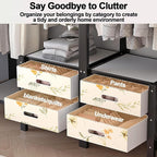 Foldable Portable Wardrobe Closet with Cover, Metal Garment Rack, Clothing Rack for Hanging Clothes, One-Piece Folding Base, 