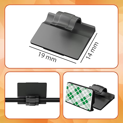 ROVE Adhesive Cable Clips – Universal Wire Holder Clamps for Car Dash Cam Cables & USB Cords, No Residues and Damage, Suitable for Inside The car (10-Pack)