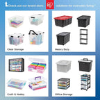IRIS USA 54 Qt Stackable Plastic Storage Bins with Lids, 12 Pack - BPA-Free, Made in USA - See-Through Organizing Solution, L