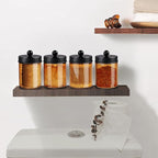 Amolliar Bronze Glass Apothecary Jar, Qtip Holder Metal Lid & Stickers, Bathroom Qtip Dispenser Storage Canister, Perfect for