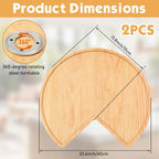 Leinuosen 2 Pcs 24in/28in Banded Pine Wood Full Kidney Shaped Lazy Susan for Corner Base Cabinets with Iron Swivel Bearing fo