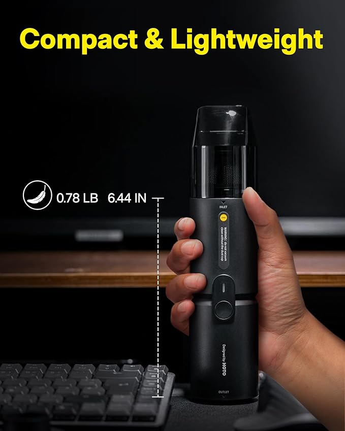 HOTO Handheld Vacuum Cleaner Cordless, Desk Vacuum Cleaner Compressed Electric Air Duster 15000Pa Suction, 4-in-1 Portable Vo