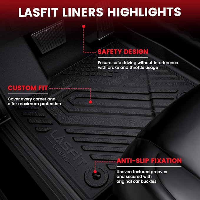LASFIT Floor Mats & Cargo Mat for Lexus RX/RX350/RX350h/RX500h 2023-2026, TPE RX 350 All Weather Protection Custom Fit 1st & 2nd Row Rubber RX350 Floor Liners, Black, Easy to Clean