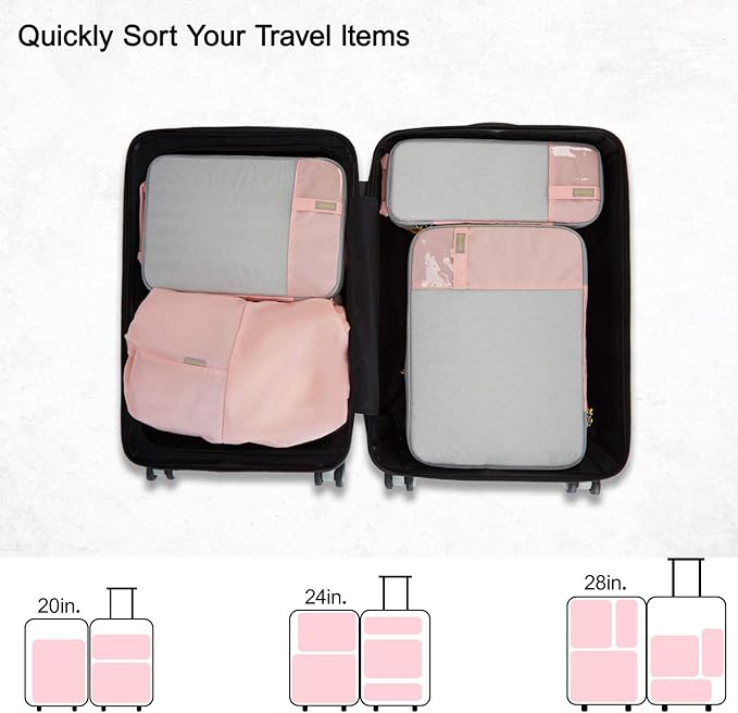 BAGSMART 6 Set /4 Set/2 Set Compression Packing Cubes for Travel, Lightweight Luggage Organizer Bags, Durable Space Saver Bag