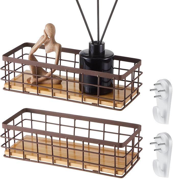 Funrous 2 Pcs Metal Small Wire Basket Wall Hanging Wire Basket Hang Small Bathroom Kitchen Storage Organizer Toilet Paper Mes