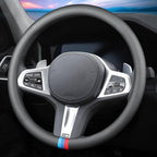 Car Leather Steering Wheel Cover - Panapi Material, Universal 14.5-15 Inch Leather Anti-Slip Breathable Auto Steering Wheel C