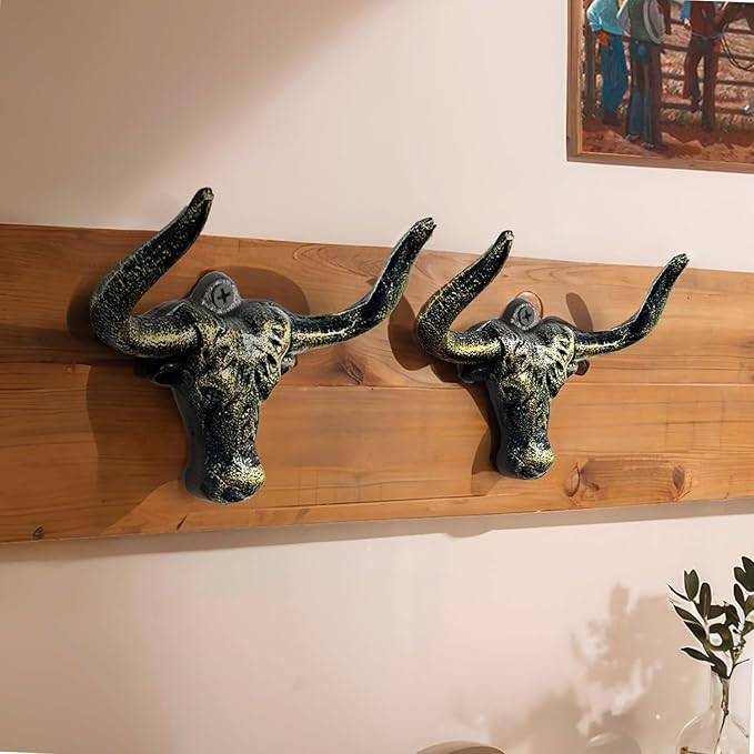Cast Iron Cowboy Hat Holder, Wall Mounted Hat Storage Organizer for Western Decor