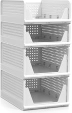 Sorbus Shelf Organizer - Closet Shelf Organizer for Clothes, Closet, Bathroom, Kitchen, Garage - Plastic Stackable Shelf Orga