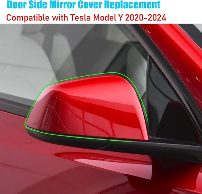 Jaronx Compatible with Tesla Model Y Side Mirror Cover Replacement 2020 2021 2022 2023 2024, Right Passenger Side Door Wing Red Rearview Mirror Cover Cap for Tesla Model Y Accessories