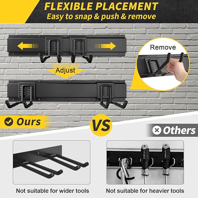 UUP 48" Garage Tool Organizer Wall Mount, 440lbs Garden Garage Storage Garage Organization with Adjustable Heavy Duty Hanging