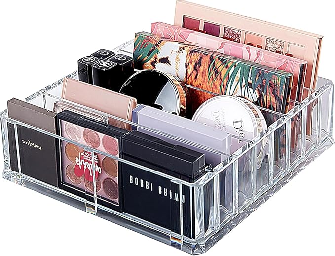 Makeup Organizer for Eyeshadow Palette Organizer, 8 Section Divided Makeup Palette Holder for Vanity Drawer Countertop