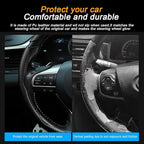 Mandark 3PCS Carbon Fiber Car Steering Wheel Cover, Anti-Skid Leather Vehicle Segmented Steer Wheel Protector, Auto Interior 