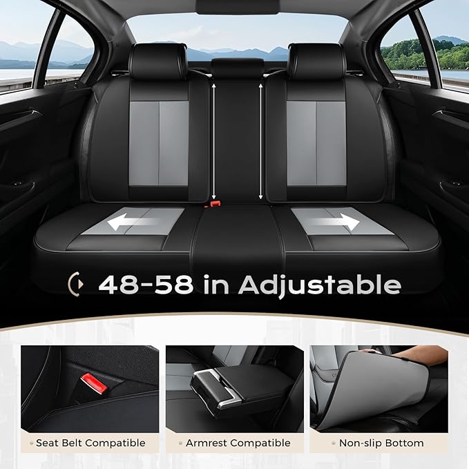 Coverado Seat Covers Full Set, 5 Seats Seat Covers for Cars, Waterproof Nappa Leather Car Seat Covers with Head Pillow, Seat 