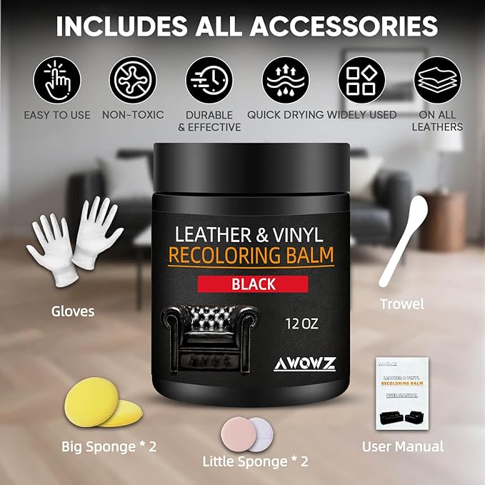 Leather Recoloring Balm - Scratch Repair & Color Restore Kit for Faded Leather, Leather Couch & Car Seats - 12OZ Leather Rest