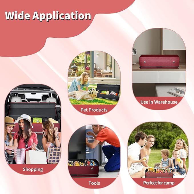 Car Trunk Organizer for Honda CR-V 2017-2022, Collapsible Sturdy Trunk Storage Container with Lid and Handle Large Leather Car