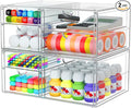 2 Pack Desk Organizers, Makeup Organizer Storage with 7 Drawers, Desktop Office Supplies, Clear Desk Accessories, Dustproof D