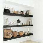 Solid Wood Floating Wall Shelves, Wall Mounted Display Bookshelf for Bedroom, Bathroom, Kitchen, Living Room, Decor Wall,Set 