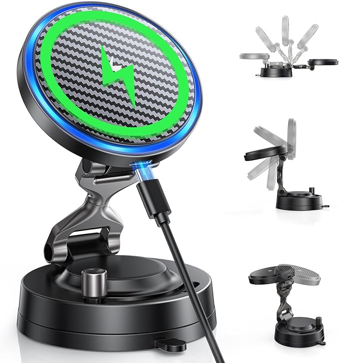 for MagSafe Car Mount Charger 15W Fast Wireless Charging Magnetic Car Phone Holder, 82+LBS Strongest Suction, 3200gf Strongest Magnetic,360°Rotatable Stand for iPhone 17-12 Pro Max Plus Air