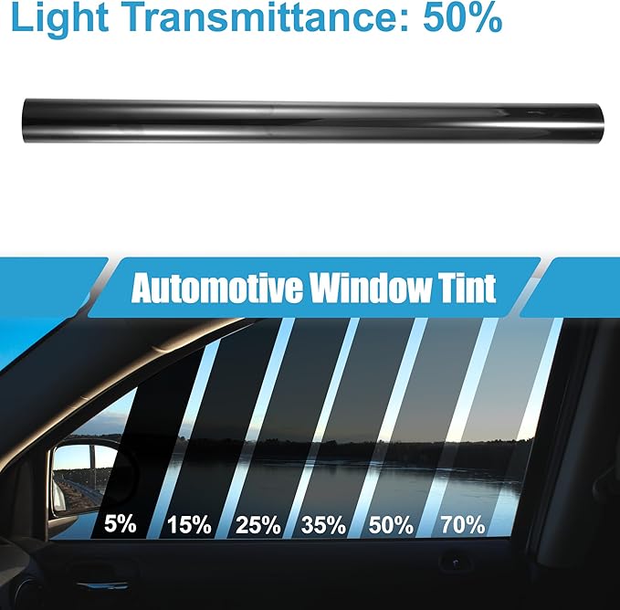 Automotive Window Tint Film Heat Block Scratch Resistant 50% VLT 0.5x7m Car Ceramic Tint PET Black