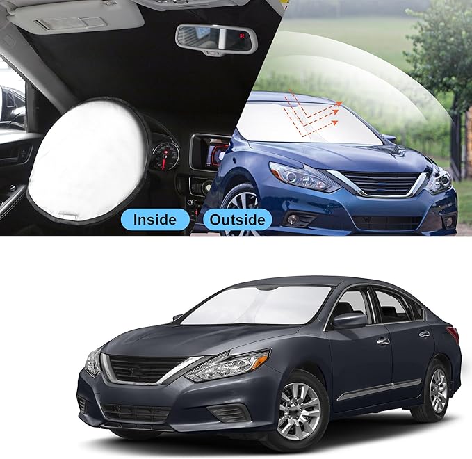 TINGLU Sun Shade for Nissan Altima Sedan 2013-2018 Accessories Windshield Sun Shade Window Shade UV Rays Protection Sun Visor Cover with Steering Wheel Sunshade Storage Bag