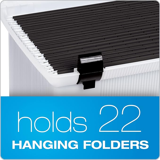 Pendaflex Portable File Box, Frosted White, Hinged Lid with Double Latch Closure(41745AMZ)