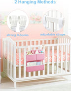 Hanging Diaper Organizer for Bassinet/Crib/Playpen/Playard – Hold 80+ Diapers - Changing Table Diaper Holder Attachment Acces