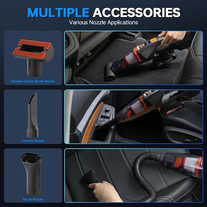 THINKWORK 20V Car Vacuum & Air Inflator, Dual Function High Power Handheld Cordless Vacuum with 18000pa Suction Power for Car
