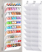 UVIAHOMI 20-30 Pairs Over the Door Shoe Organizer, Clear Pockets Hanging Shoe Storage for Closet, 10-Tier Door Shoes Rack, Ha